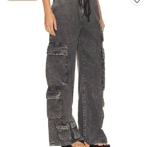 GRLFRND Charcoal Wide Leg Cargo Jeans